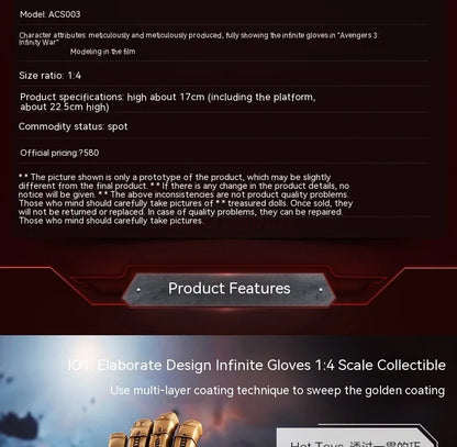 Bandai Authentic Infinity Gauntlet 1:4 Scale Toy For Collectors